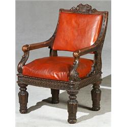 Renaissance Revival Carved Oak 'House of Representatives' Armchair Attributed to Bembe & Kimme...