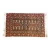 Image 1 : Turkoman Rug Post 1950 Blue ground with two confronting latchhook medallions on red ground...