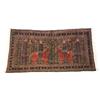 Image 1 : Shiraz Pictorial Rug Post 1950 Gold ground with equestrian scene depicting knights on horse...