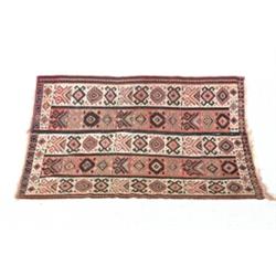 Kilim Rug Circa 1950 Having diagonal stripes enclosing diamond and latchhook medallions on...