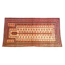 Caucasian Prayer Rug Post 1950 Green ground within prayer arch with a rosette field within...