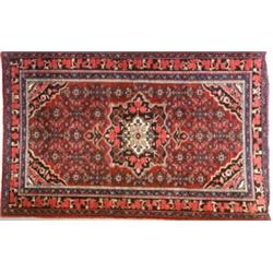 Property of a Baltimore Collector Hamadan Rug Post 1950 Red ground with millefle...