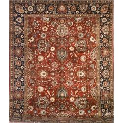 Property of Various Owners Agra Rug Post 1950 Red ground with palmette and trell...