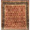Agra Rug Post 1950 Red ground with palmette and trellising vine field within a palmette and...