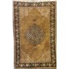 Image 1 : Property of Various Owners Qum Silk Rug Post 1950 Gold ground with stepped medal...