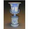 Image 1 : Property of Various Owners Wedgwood Light Blue Jasper Dip Vase on Associated Pedestal<...