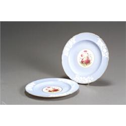 Set of Twelve Copeland Service Plates Circa 1900 Each having a light blue ground with white...