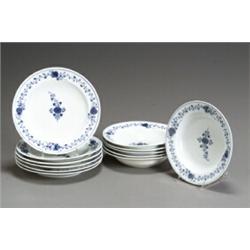 Five Meissen Soup Plates and Six Luncheon Plates Marcolini Period, 1774-1814 Each decorated...