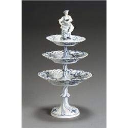 Meissen 'Blue Onion' Three-Tier Cake Plate Early 20th Century En suite with preceding lot....