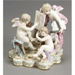 Meissen Allegorical Group of Painting Late 19th-Early 20th Century With underglaze blue cro...