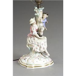 Meissen Figural Candlestick Late 19th-Early 20th Century With cancelled underglaze blue cro...