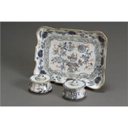 Berlin Porcelain 'Imari' Three-Piece Desk Set KPM, 1849-1870 Consisting of an inkwell, powd...