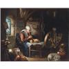 Image 1 : Berlin Porcelain Plaque of a Spinster at a Meal Late 19th Century Impressed with scepter...