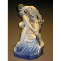 Royal Copenhagen Figural Group 'Wave and Rock' Mid-20th Century Verso molded 1897 and wi...