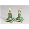 Image 1 : Pair of Continental Neoclassical Style Ormolu Mounted Malachite Veneered Candlesticks Late 19t...