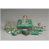 Image 1 : Russian Brass Mounted Malachite Veneered Assembled Six-Piece Desk Set 20th Century Consisti...