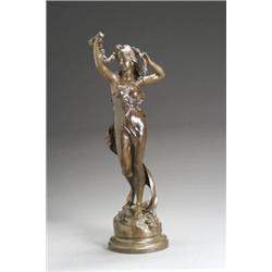 Continental Bronze Figure of a Classical Woman 20th Century Signed indiscernibly on base<br...