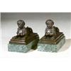 Image 1 : Pair of Continental Bronze Figures of Sphinx Modern Each raised on a green marble base. ...