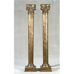 Pair of Neoclassical Style Giltwood Corinthian Columns Modern Height: 94-1/2 in (240 cm)<br...