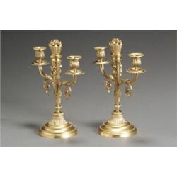 Property from the Estate of Stephen G. Glazer Pair of Louis XVI Style Ormolu Two-Li...