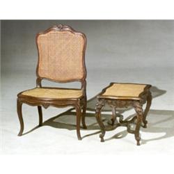 Louis XV Beechwood Caned Chaise and a Later Tabouret The Chaise, Mid-18th Century Chaise wi...