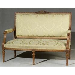 Louis XVI Style Beechwood CanapT First Quarter 20th Century Height: 39 in (99 cm); Lengt...