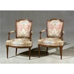 Pair of Louis XVI Beechwood Fauteuils en Cabriolet Last Quarter 18th Century Each with r...