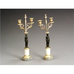 Property of a Baltimore Collector Pair of Empire Style Ormolu and Bronze Figural Two-L...