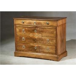 Charles X Walnut Commode Circa 1820 Top and sides with repaired cracks; brasses replaced.<b...