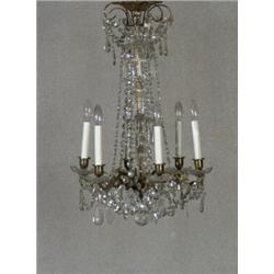 Louis XV Style Ormolu and Cut Glass Six Light Chandelier 20th Century Height: 28 in (71.1 c...