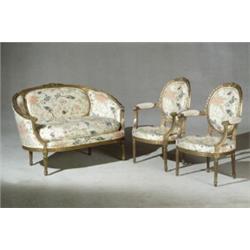 Property from a Maryland Estate Louis XVI Style Giltwood Three-Piece Salon Group Fi...