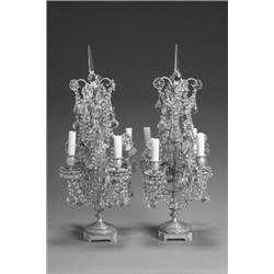 Property of Various Owners Pair of Louis XV Style Ormolu and Cut Glass Four-Light C...