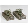Image 1 : Pair of Recumbent Victorian Bronze Whippets Late 19th Century Each raised on a deep purple...