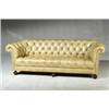 Image 1 : Gold Synthetic Leather Tufted Upholstered 'Chesterfield' Sofa Modern Height: 32 in (81.3 cm...
