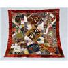 Image 1 : American Needlework, Pieced Silk, and Velvet 'Crazy' Quilt Circa 1920 Worked in geometrical...