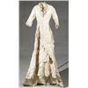 Image 1 : American Lace and Simulated Pearl Bordered Ivory Silk Wedding Dress Circa 1880 Some discolo...