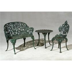 Victorian Renaissance Revival Style Green Painted Cast-Iron Six-Piece Garden Suite Atlanta Sto...