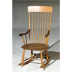 Windsor Turned Maple and Pine Comb-Back Arm Rocker Pennsylvania or New England, 19th Century<b...