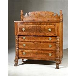 Classical Mahogany Gentleman's Bureau New York, Circa 1820 Top with repaired cracks; brasse...