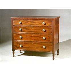 Federal Mahogany Chest of Drawers Massachusetts, Circa 1810 Top with repaired crack; brasse...