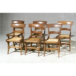 Set of Six Classical Figured Maple 'Klismos' Caned Side Chairs New York or New England, Circa...