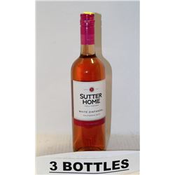3 BOTTLES OF SUTTER HOME WHITE ZINFANDEL 2012