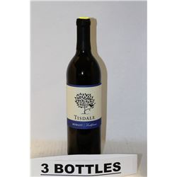 3 BOTTLES OF TISDALE MERLOT CALIFORNIA RED WINE