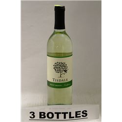 3 BOTTLES OF TISDALE PINOT GRIGIO CALIFORNIA WHITE