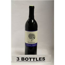 3 BOTTLES OF TISDALE MERLOT CALIFORNIA RED WINE