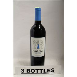 3 BOTTLES OF MIDDLE SISTER CALIFORNIA MERLOT RED