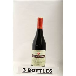 3 BOTTLES OF LUCKY STAR PINOT NOIR 2012 RED WINE