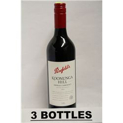 3 BOTTLES OF PENFOLDSSHIRAZ CABERNET 2012 RED WINE
