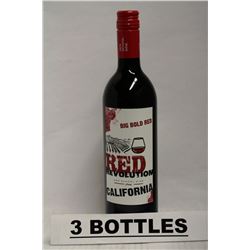 3 BOTTLES OF RED REVOLUTION CALIFORNIA BIG BOLD
