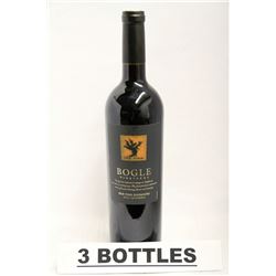 3 BOTTLES OF BOGLE VINEYARDS OLD VINE ZINFANDEL